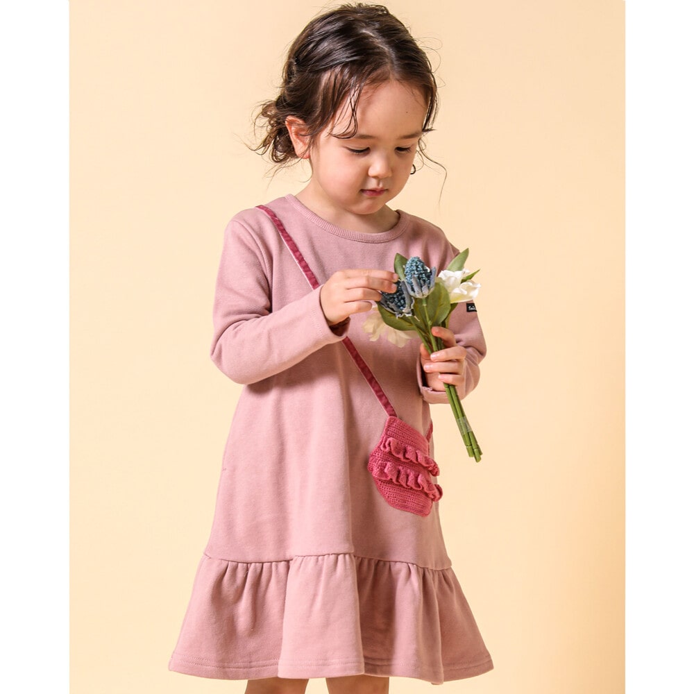 ポシェット モチーフ 付 裾 フリル ワンピース 80 130cm 80cm ピンク ワンピース 子供服べべの公式通販サイト Bebe Mall
