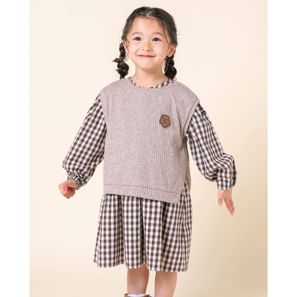ニット ベスト チェック フラワー柄 ネル起毛 ワンピース セット 90 130cm 90cm ブラウン系 セット 子供服べべの公式通販サイト Bebe Mall ニット ベスト チェック フラワー柄 ネル起毛 ワンピース セット 90 130cm 90cm ブラウン系 セット 子供服べべの公式通販サイト Bebe Mall