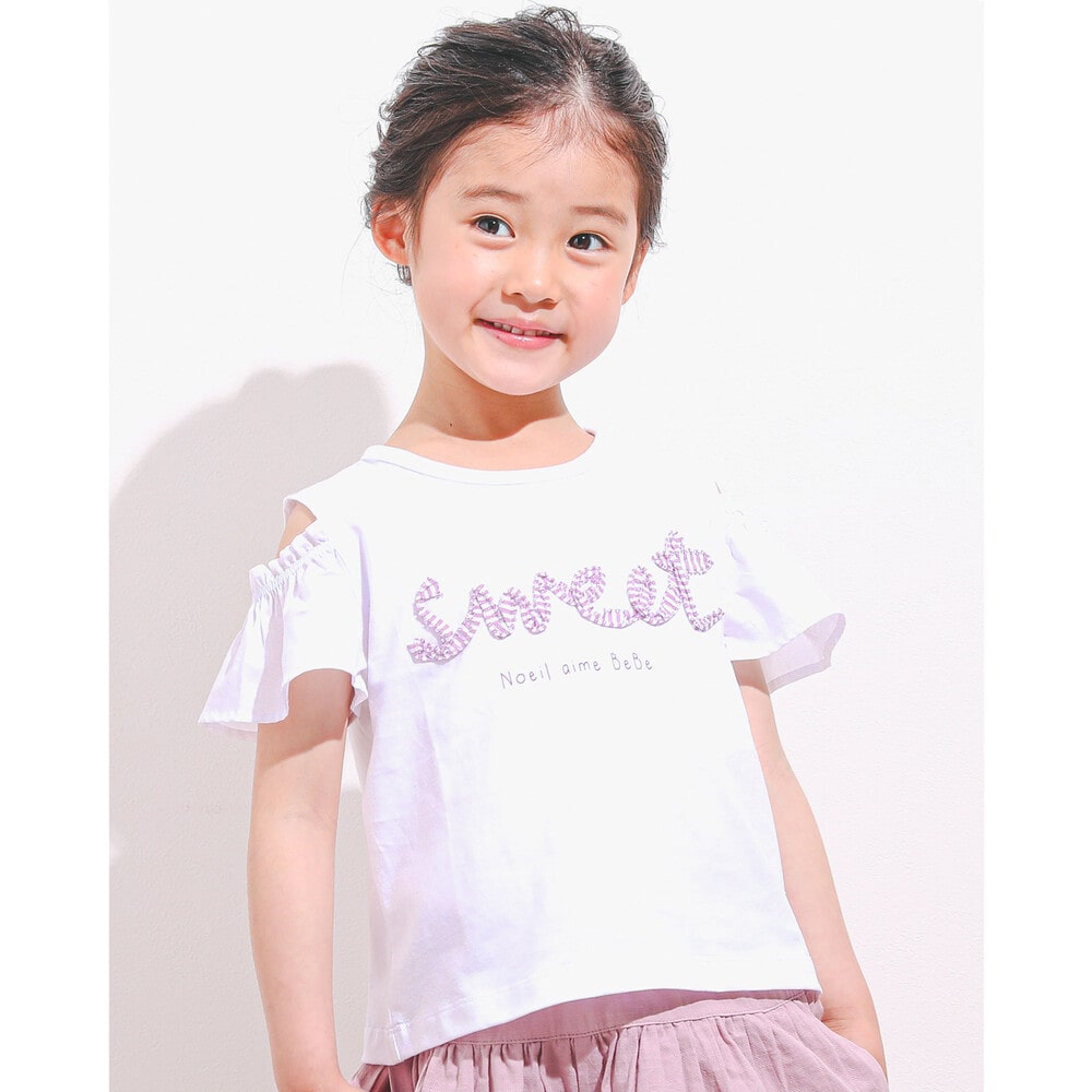 天竺 プリント 刺繍 肩開き Tシャツ (90~130cm)(90cm ホワイト): トップス-子供服べべの公式通販サイト 「BEBE MALL」