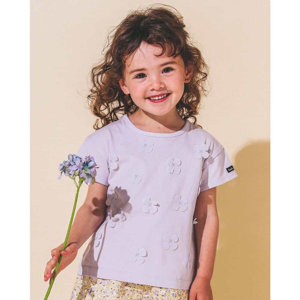花 モチーフ 付 天竺 Tシャツ (90~130cm)(90cm パープル): トップス-子供服べべの公式通販サイト 「BEBE MALL」