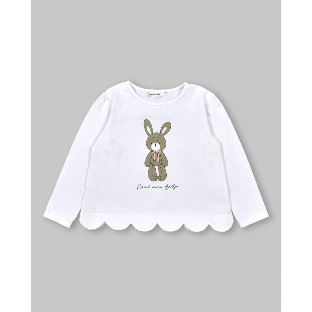 アニマル ウサギ ぬいぐるみ プリント 裾 スカラップ Tシャツ (80~130cm)(80cm ピンク):  トップス【女の子・男の子の子ども服と言えば】アニマル ウサギ ぬいぐるみ プリント 裾 スカラップ Tシャツ (80~130cm)(80cm  ピンク): トップス【女の子・男の子の子ども服と言えば ...