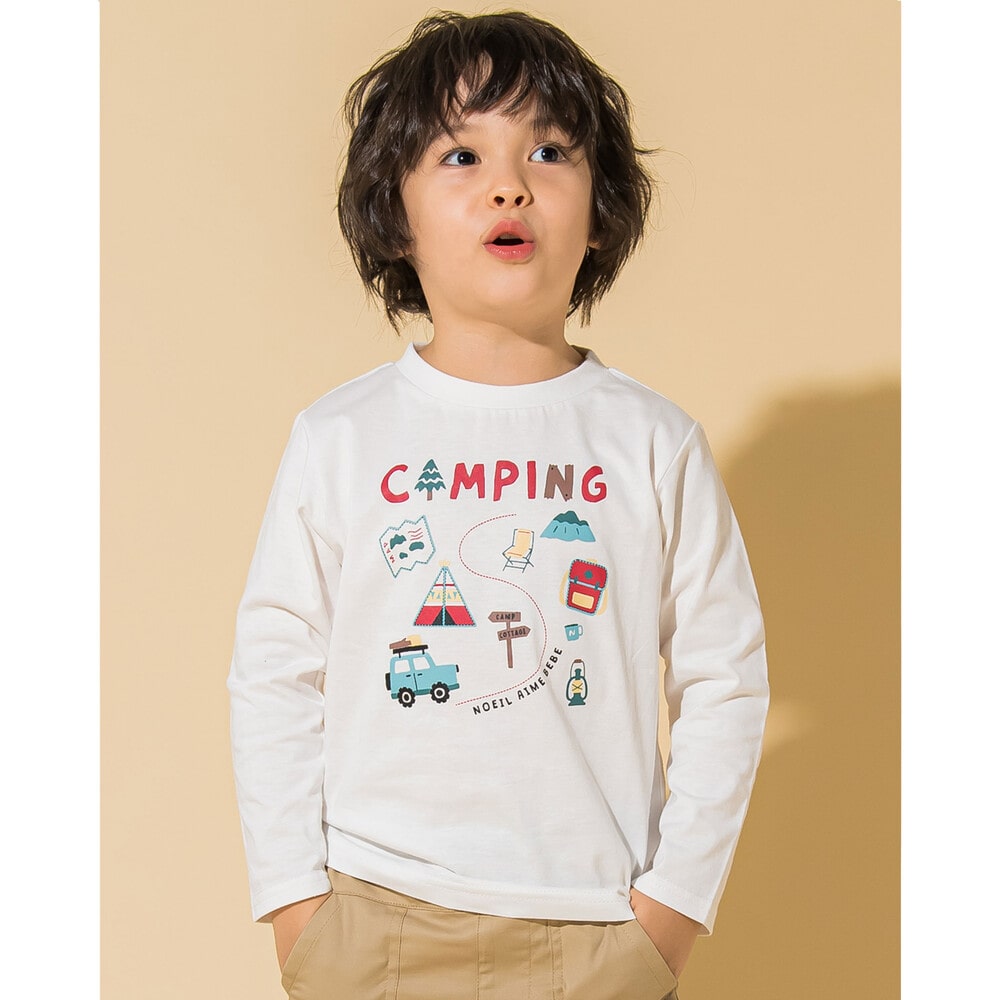 キャンプ プリント 長袖 Tシャツ (80~130cm)(80cm ホワイト): トップス【女の子・男の子の子ども服と言えば】-子供服べべの公式通販サイト  「BEBE MALL」