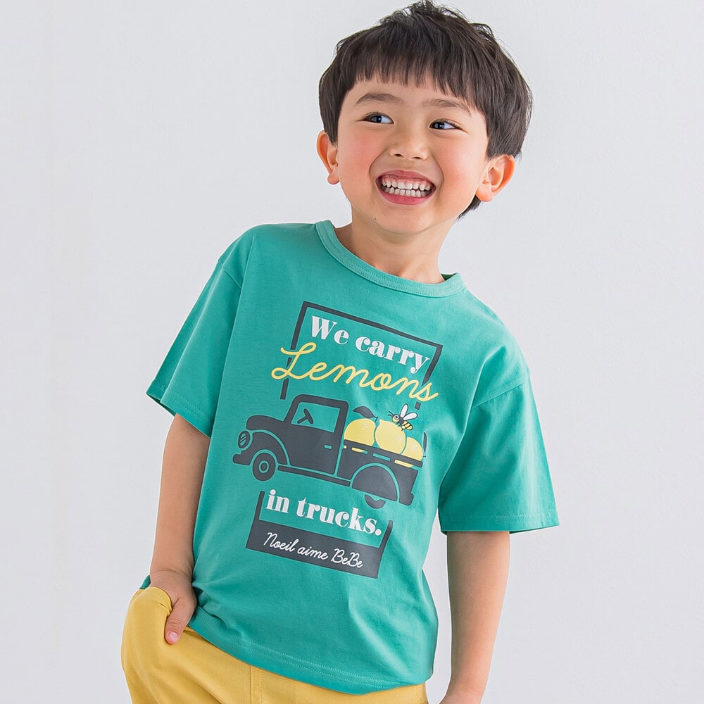 レモントラックプリントTシャツ (80~130cm)(80cm グリーン): トップス【女の子・男の子の子ども服と言えば】レモントラックプリントTシャツ  (80~130cm)(80cm グリーン): トップス【女の子・男の子の子ども服と言えば】-子供服べべの公式通販サイト 「BEBE MALL」-子供服  ...