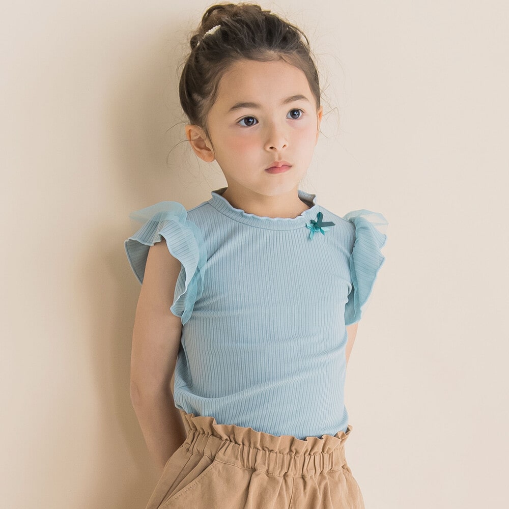 チュールフリルロール襟Tシャツ(80~130cm)(80cm ブルー): トップス【女の子・男の子の子ども服と言えば】チュールフリルロール襟Tシャツ(80~130cm)(80cm  ブルー): トップス【女の子・男の子の子ども服と言えば】-子供服べべの公式通販サイト 「BEBE MALL」-子供服べべの ...