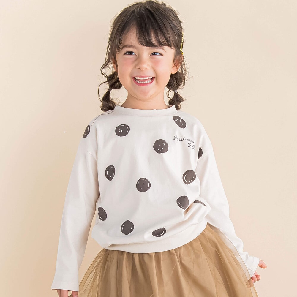 全ての ポルカドットプリントBIGTシャツ(80~130cm)(80cm グレー トップス