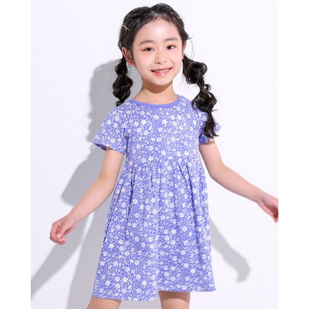 Bebe べべ Bebe Mall Official Online Storeフラワー 花柄 プリント 天竺 ワンピース 80 130cm 80cm ネイビー系 ワンピース ベベ モール オフィシャルオンラインストア