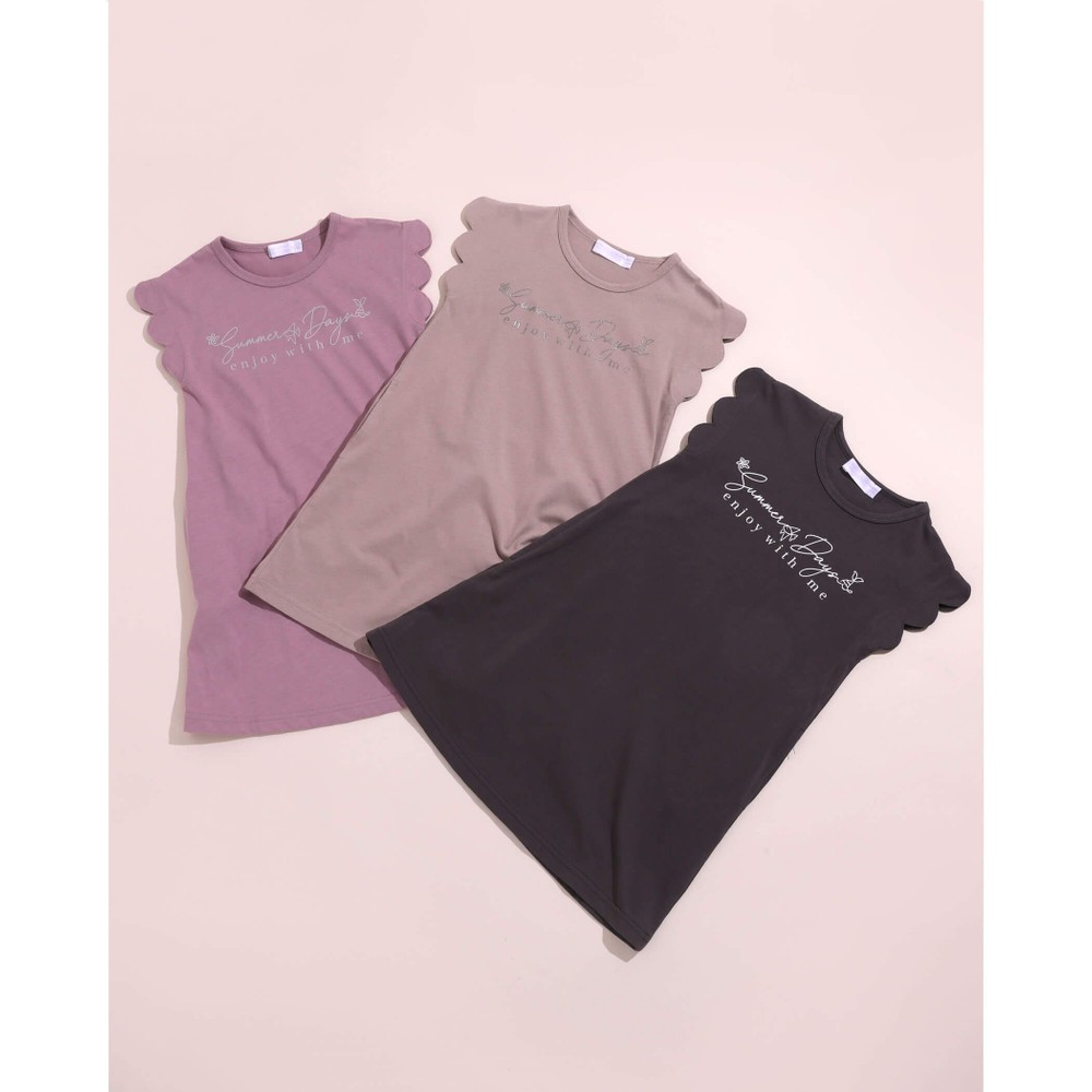 子供服べべの公式通販サイト Bebe Mall スカラップ スラブ 天竺 ワンピース 80 130cm 80cm グレー ワンピース ベベ モール オフィシャルオンラインストア