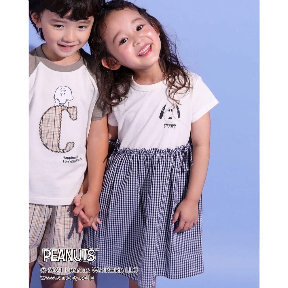 子供服べべの公式通販サイト Bebe Mall Snoopy Slap Slipコラボアイテム スヌーピー ピーナッツ ドッキング ワンピース 80 130cm 80cm ブラック系 ワンピース ベベ モール オフィシャルオンラインストア
