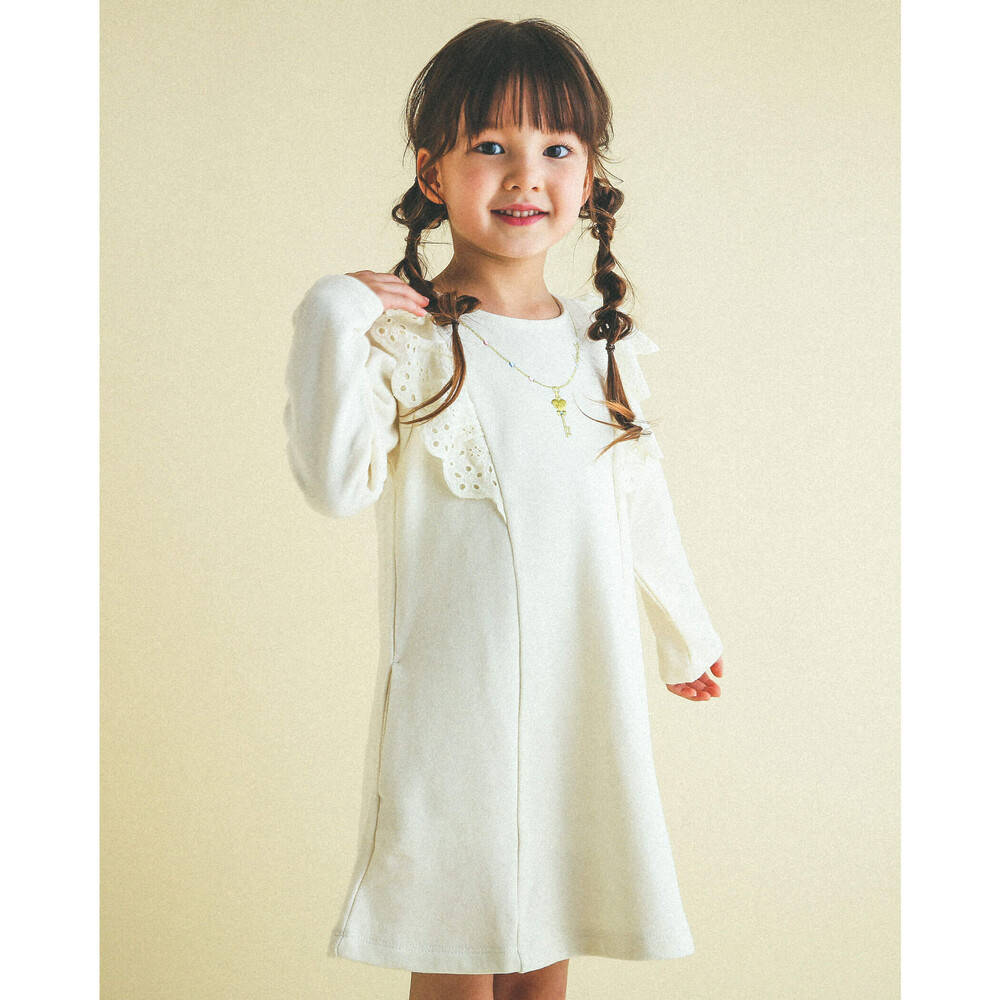 レース フリル ネックレス ワンピース 80 130cm 80cm オフホワイト ワンピース 子供服べべの公式通販サイト Bebe Mall