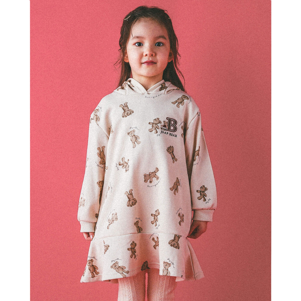 くま 耳 フード 裏毛 ワンピース 80 130cm 80cm オフホワイト系 ワンピース 子供服べべの公式通販サイト Bebe Mall