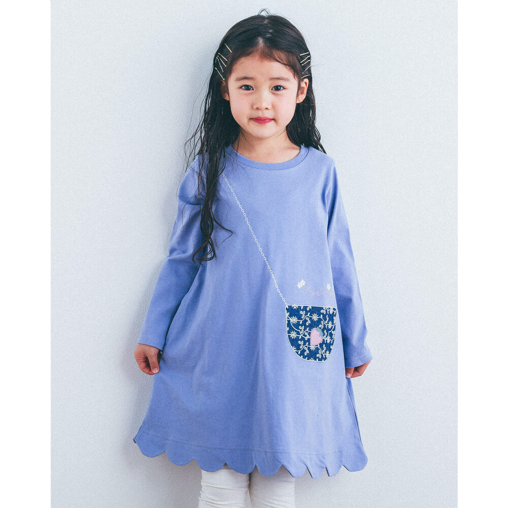 スカラップ ポシェット モチーフ ワンピース 80 130cm 80cm ブルー ワンピース 子供服べべの公式通販サイト Bebe Mall