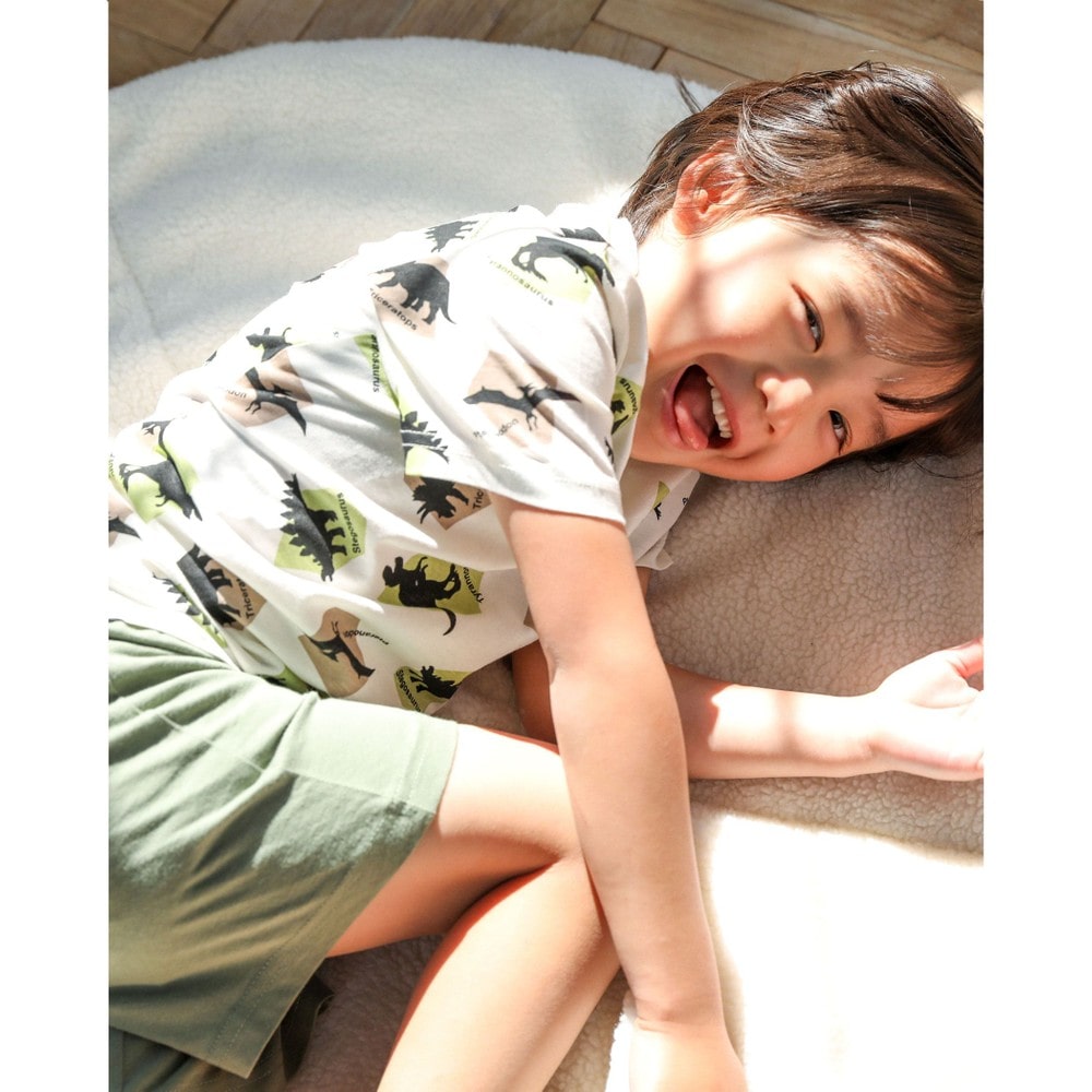 Bebe べべ Bebe Mall Official Online Store恐竜柄 半袖 Tシャツ ショートパンツ セットアップ 80 1cm 80cm オフホワイト セット ベベ モール オフィシャルオンラインストア