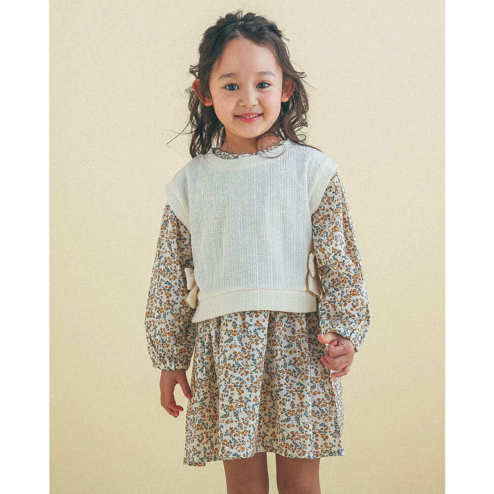 ベスト チェック 花 ワンピース 80 130cm 80cm オフホワイト系 セット 子供服べべの公式通販サイト Bebe Mall