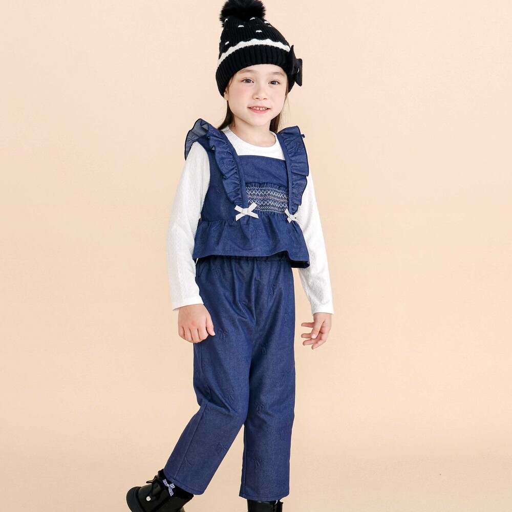 familiar ベビー服 Tシャツとフリルスカートセット フリルビスチェ+ロングパンツセットアップ(80~130cm)(80cm ネイビー