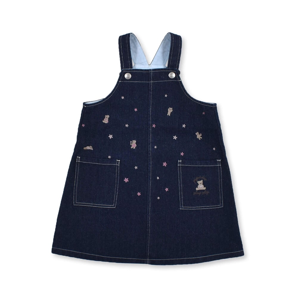くま いちご 刺繍 ストレート ジャンスカ 80 130cm 80cm ネイビー ワンピース 子供服べべの公式通販サイト Bebe Mall