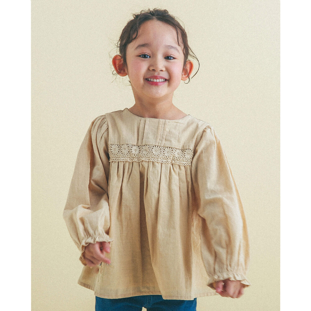 花 刺繍 ガーゼ チュニック シャツ 80 130cm 80cm オレンジ トップス 子供服べべの公式通販サイト Bebe Mall