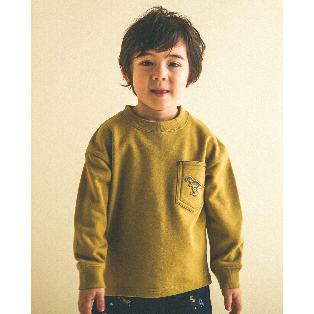 恐竜 エンボス 裏毛 トレーナー 80 130cm 80cm イエロー トップス 子供服べべの公式通販サイト Bebe Mall