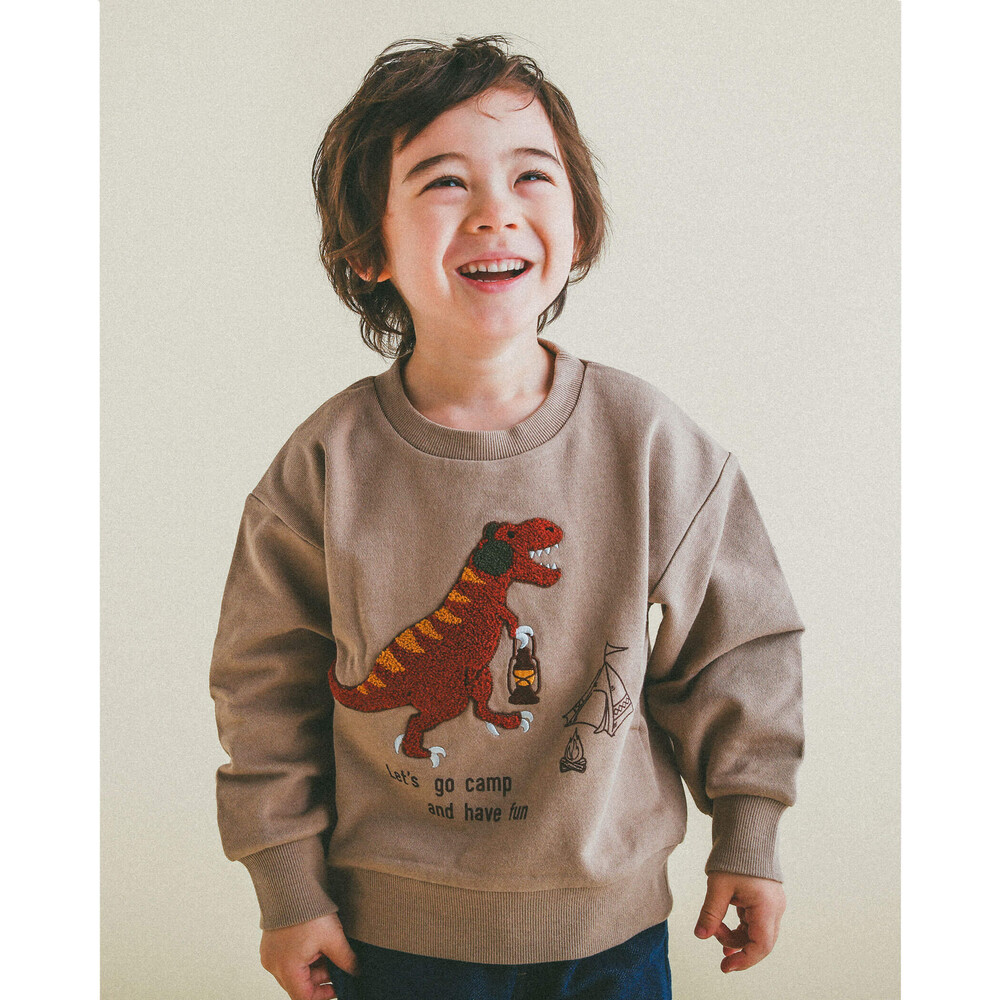 恐竜 キャンプ サガラ 刺繍 裏毛 トレーナー 80 130cm 80cm ベージュ トップス 子供服べべの公式通販サイト Bebe Mall