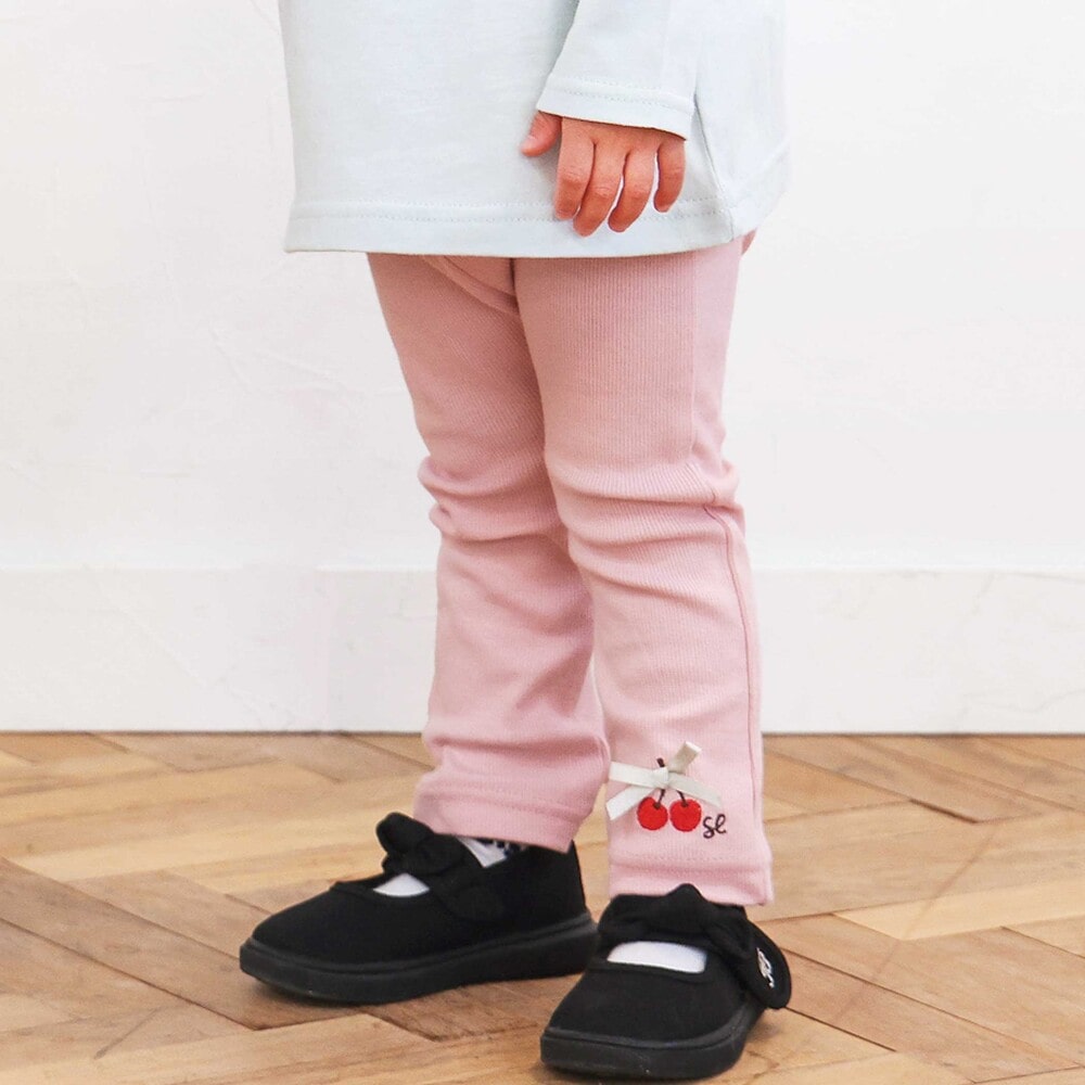 ピンク×チェリー刺しゅう×リブ