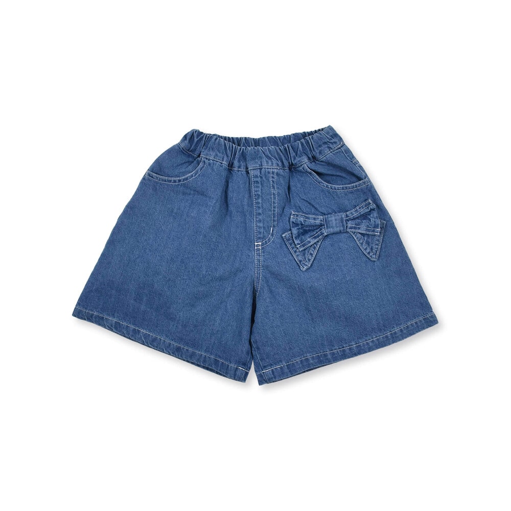 サイド リボン デニム ショートパンツ (90~130cm)(90cm ブルー): ボトム-子供服べべの公式通販サイト 「BEBE MALL」