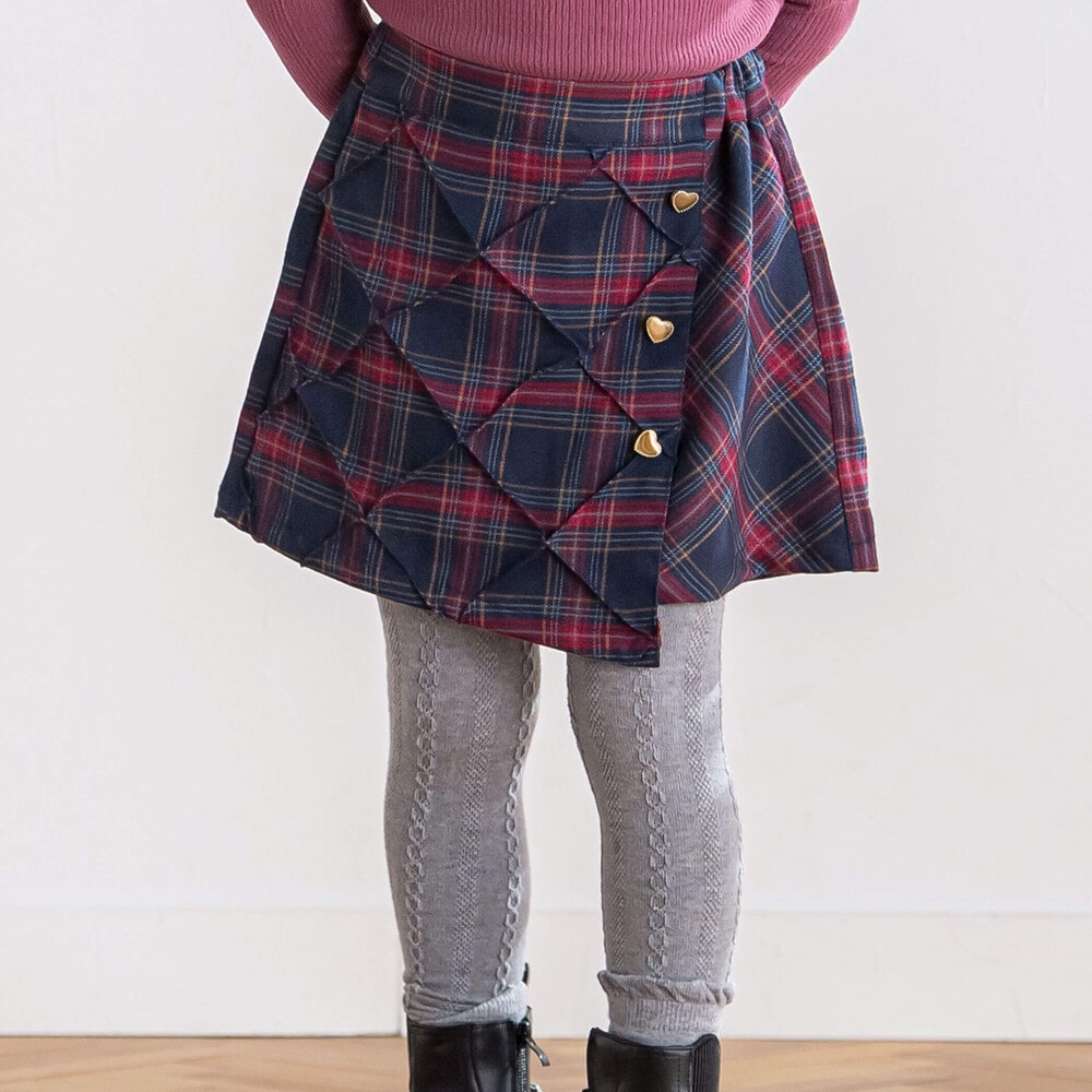 お揃い】ひし形タック模様チェックラップスカパン(90~140cm
