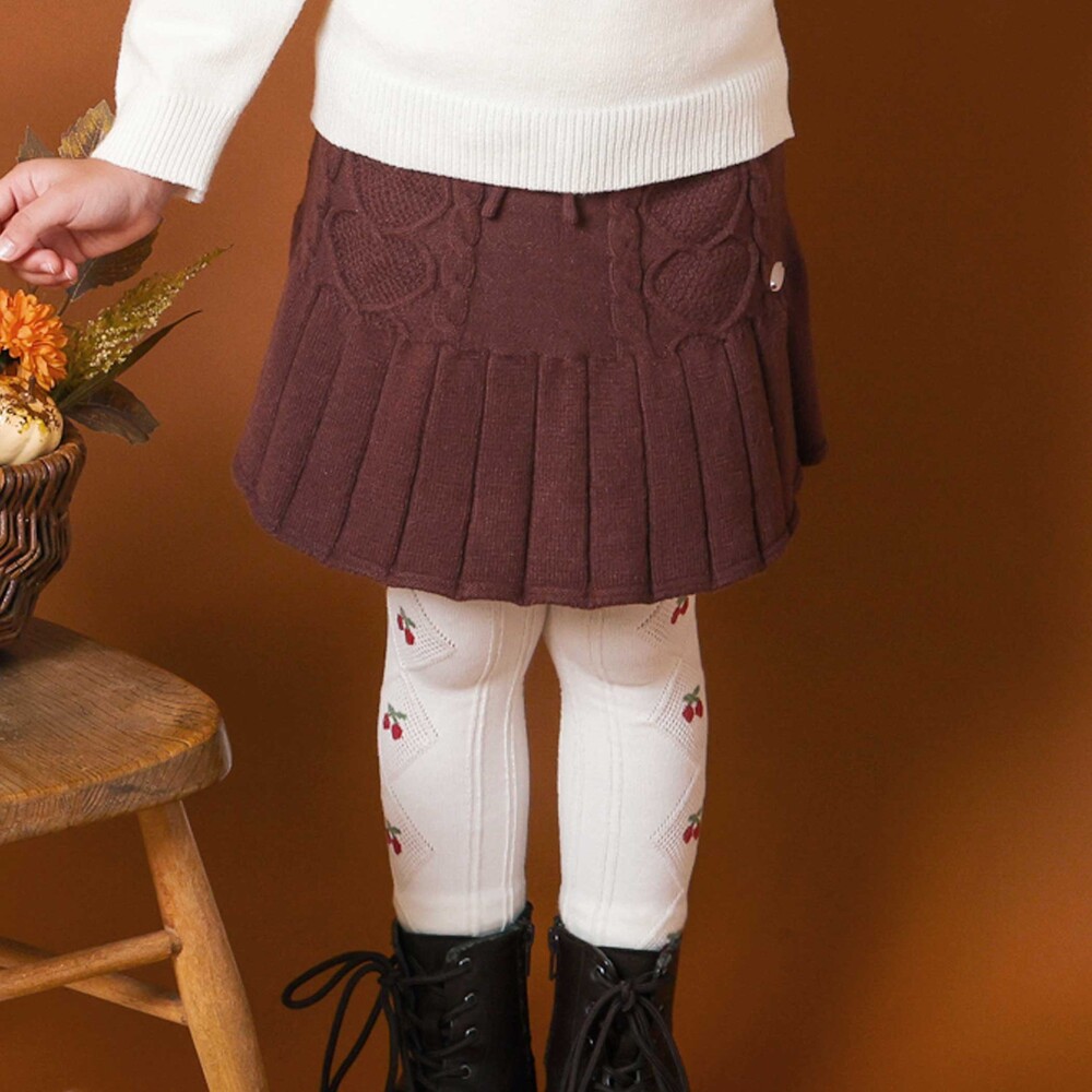 切り替えプリーツニットスカパン(90~130cm)(90cm ブラウン): ボトム