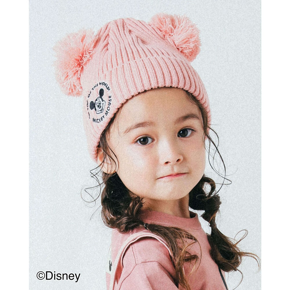 Disney ミッキーマウス 耳付き ニットキャップ S M S 48 51cm ピンク 子供服べべの公式通販サイト Bebe Mall