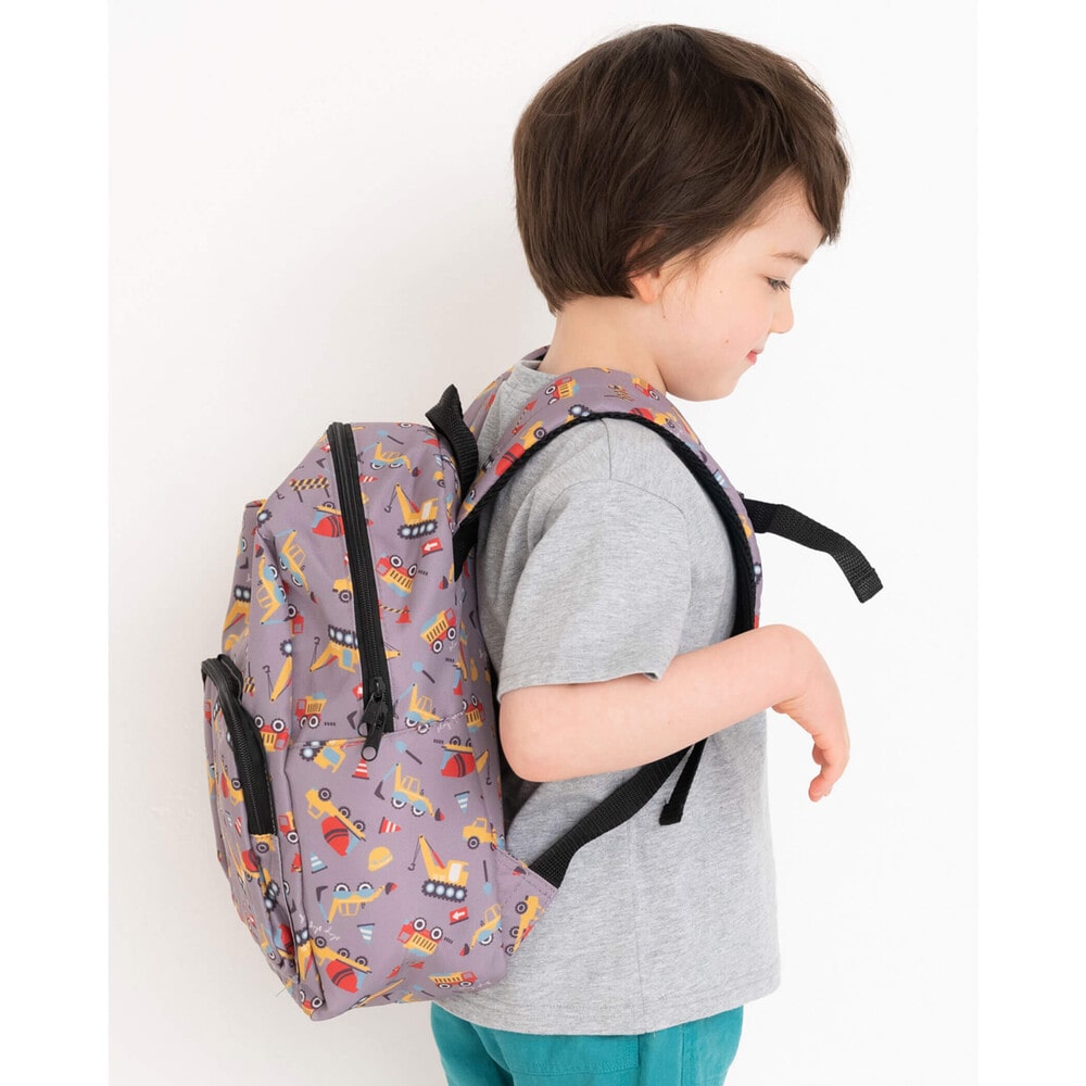 総柄 恐竜 働く車 ポケット 付き リュック S M S グレー系 グッズ 子供服べべの公式通販サイト Bebe Mall