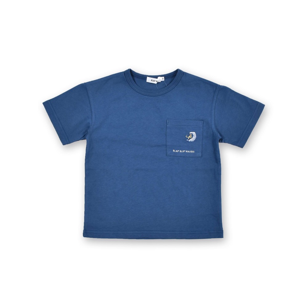 Bebe べべ Bebe Mall Official Online Store 汗染み防止 恐竜ワンポイント 刺繍 撥水加工 Tシャツ 80 130cm 80cm ブルー トップス ベベ モール オフィシャルオンラインストア