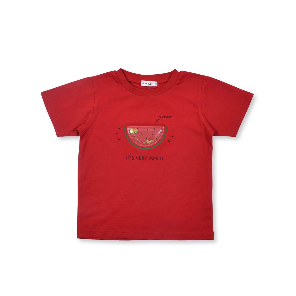 スイカ バナナ フルーツ パッチ 半袖Tシャツ(80~130cm)(80cm ベージュ
