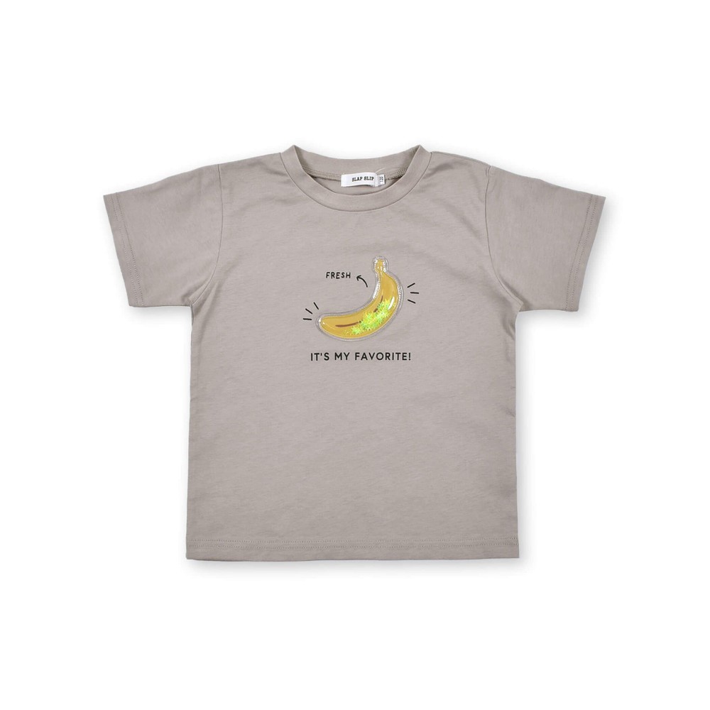 スイカ バナナ フルーツ パッチ 半袖Tシャツ(80~130cm)(80cm ベージュ