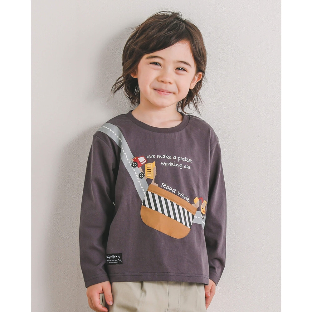 サコッシュ 風 はたらくくるま プリント Tシャツ (80~120cm)(80cm ブラック): トップス-子供服べべの公式通販サイト 「BEBE  MALL」