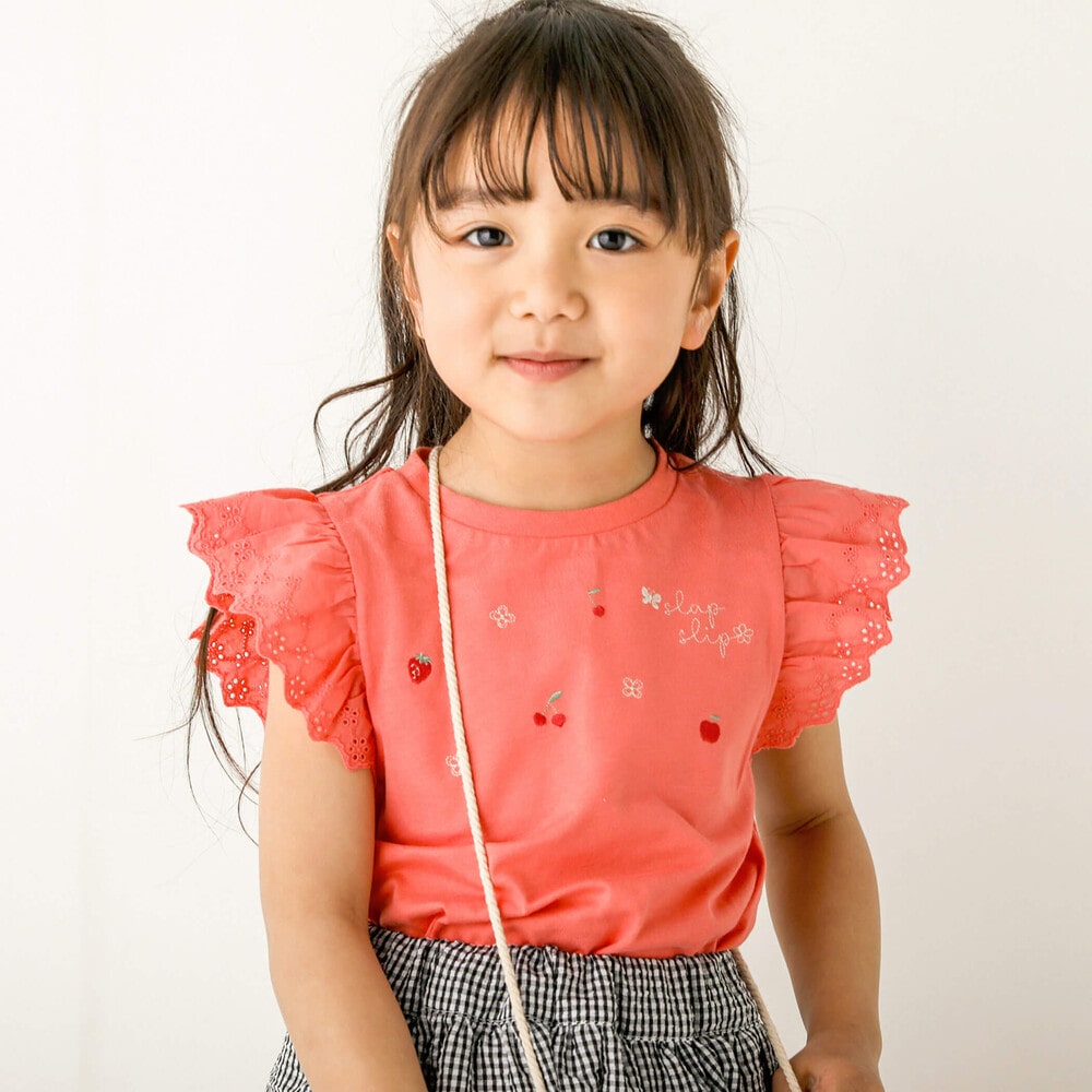 レース袖フルーツ刺しゅうTシャツ(80~130cm)(80cm レッド):  トップス【女の子・男の子の子ども服と言えば】レース袖フルーツ刺しゅうTシャツ(80~130cm)(80cm レッド):  トップス【女の子・男の子の子ども服と言えば】-子供服べべの公式通販サイト 「BEBE MALL」-子供服べべ ...