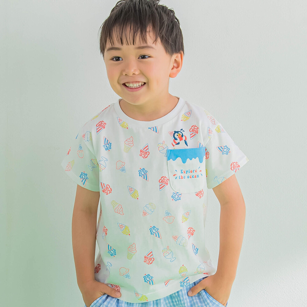 お揃い】アイス総柄半袖Tシャツ(80~120cm)(80cm ホワイト系): トップス ...