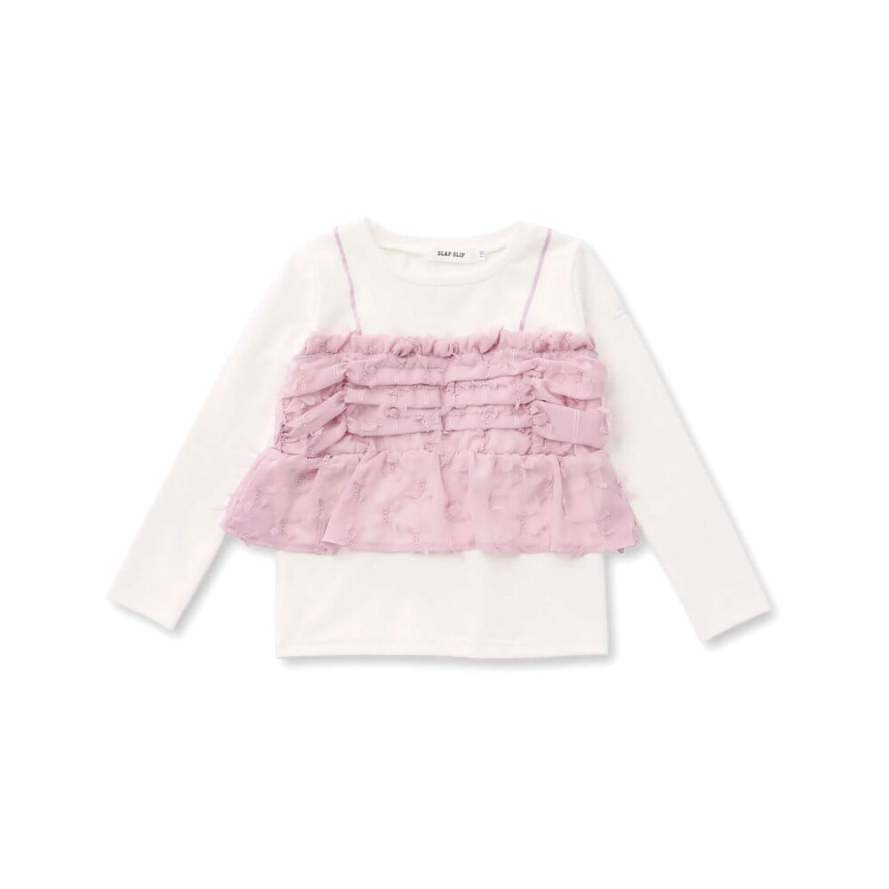 ふわふわチュールチュニックドッキングTシャツ(90~140cm)(90cm