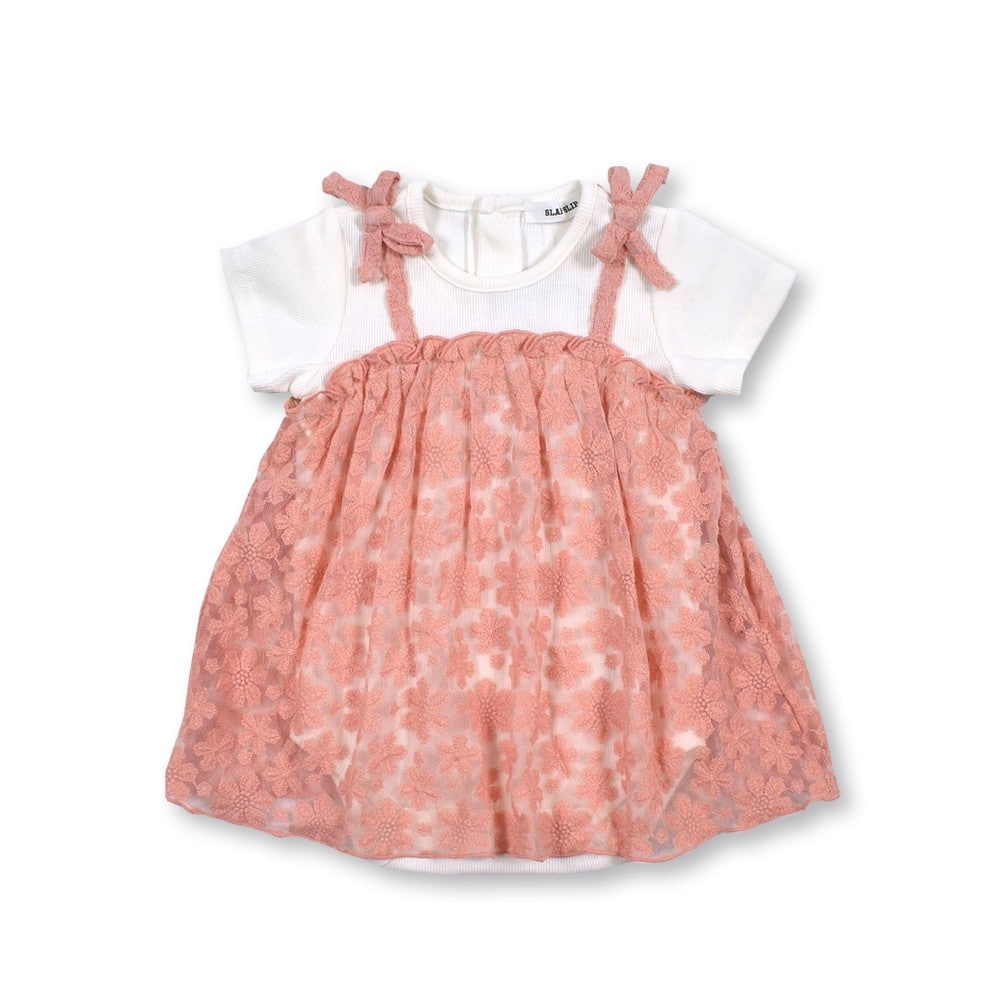 Bebe べべ Bebe Mall Official Online Storeフラワー 花柄 チュール ドッキング ロンパース 70 80cm 70cm オフホワイト 新生児 ベビー ベベ モール オフィシャルオンラインストア