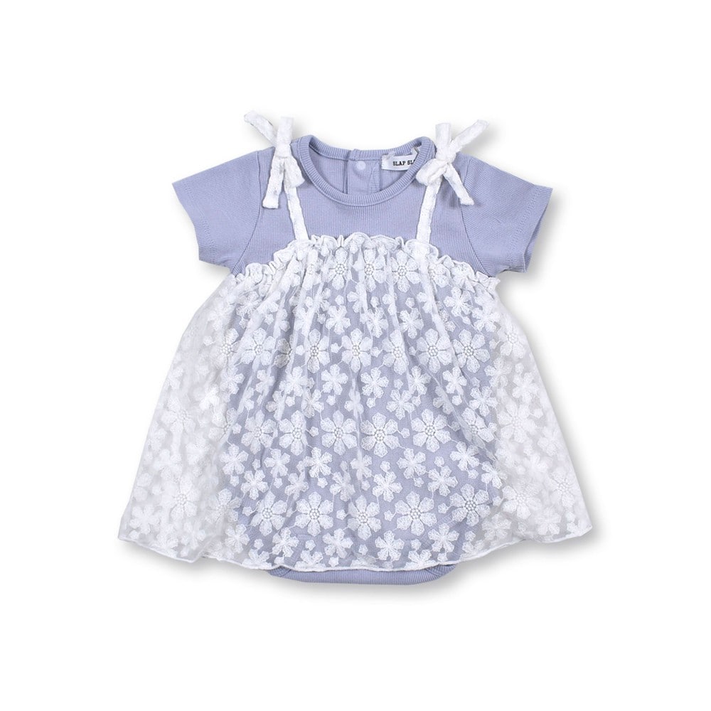 Bebe べべ Bebe Mall Official Online Storeフラワー 花柄 チュール ドッキング ロンパース 70 80cm 70cm オフホワイト 新生児 ベビー ベベ モール オフィシャルオンラインストア