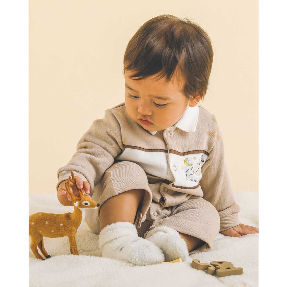 ぐっすり おやすみ くま 刺繍 襟付き ロンパース ベビー (60~80cm)(60cm ベージュ): 新生児/ベビー-子供服べべの公式通販サイト  「BEBE MALL」