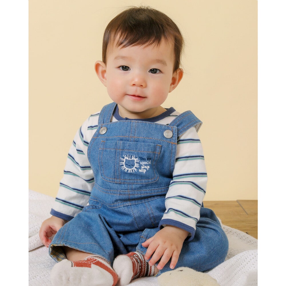 アニマル ライオン 刺繍 ポケット付 デニム サロペット ベビー (70~80cm)(ﾜﾝｻｲｽﾞ ブルー): 新生児/ベビー【女の子・男の子の子ども服と言えば】-子供服べべの公式通販サイト  「BEBE MALL」