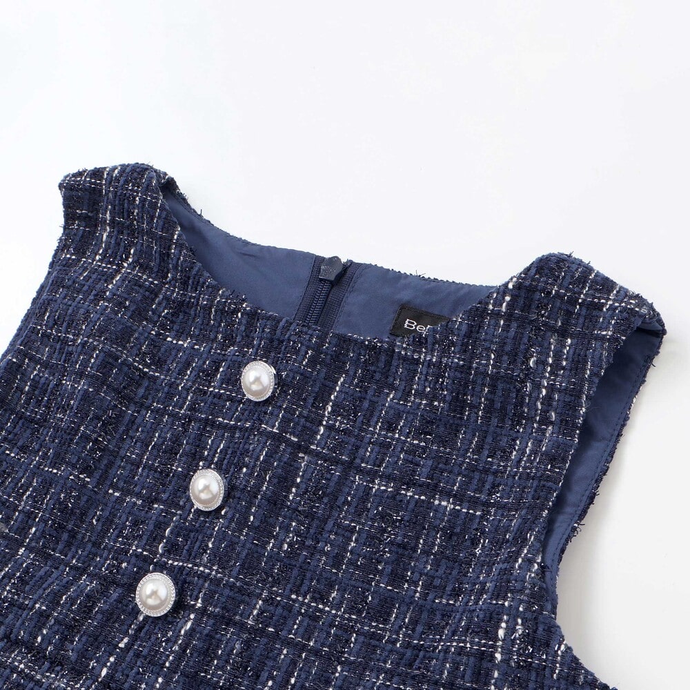 【お揃い】エタンセルラメツイードプリーツジャンパースカート(100~150cm) レッド系 100cm