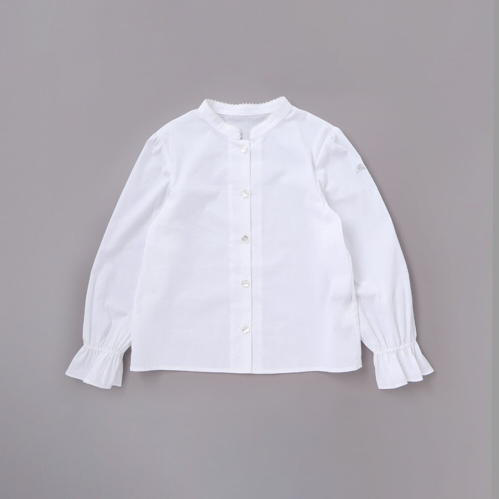 ストレッチウェザー付け襟キャンディスリーブブラウス(90~160cm) ホワイト 90cm