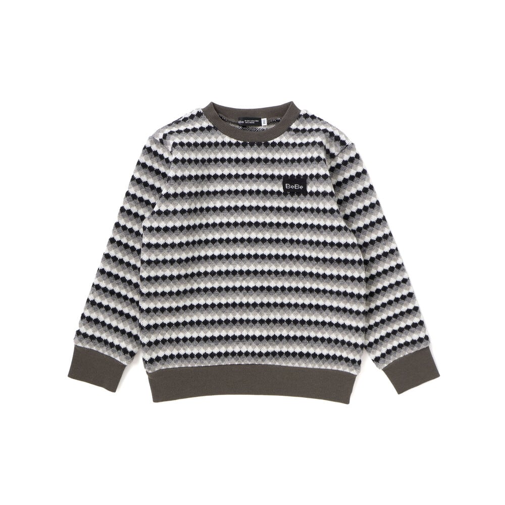 ダイヤMIXボーダーカットニットプルオーバー(90~150cm) ブルー系 90cm