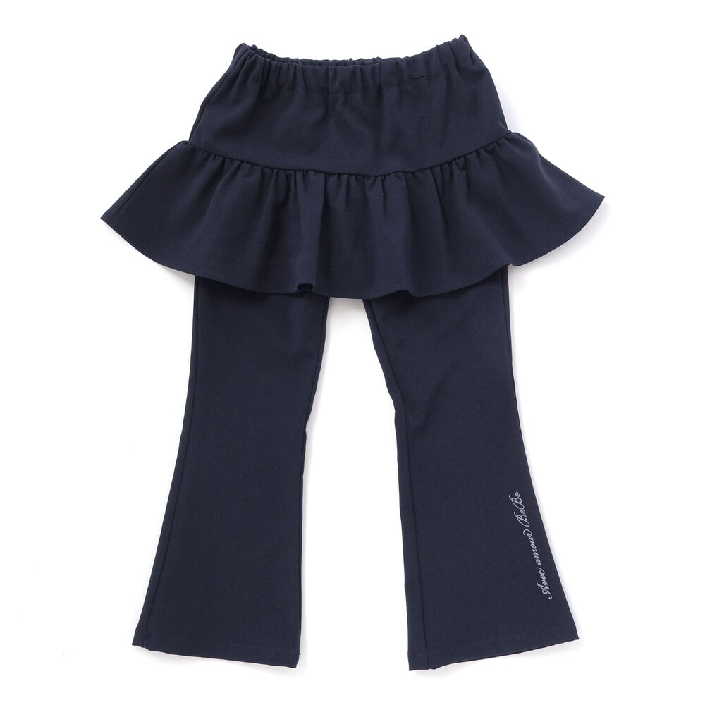 リムーバブルスカートオックスフレアロングパンツ(100~150cm) ネイビー 100cm