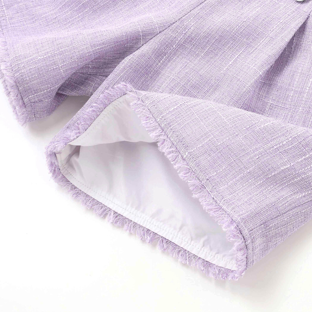 【お揃い】ツイード調フリンジショートパンツ(90~150cm) パープル系 90cm