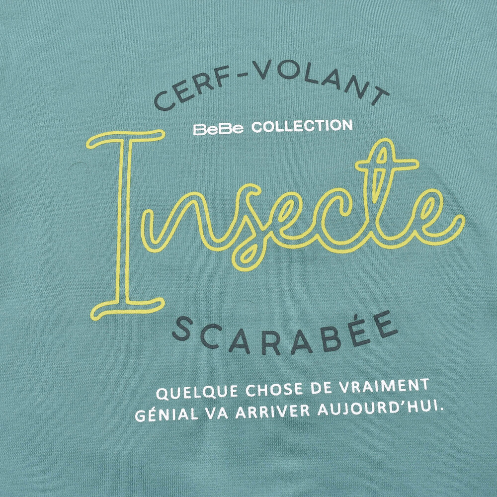 【 蓄光 プリント 】 昆虫 カブトムシ クワガタ ロゴ Tシャツ (90~150cm) グリーン 100cm