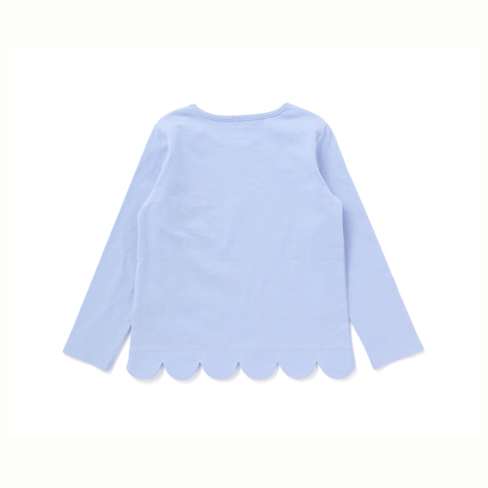 【抗菌防臭・UVカット】裾スカラップくま刺しゅう天竺長袖Tシャツ(90~130cm) ネイビー系 SS(90-100cm)