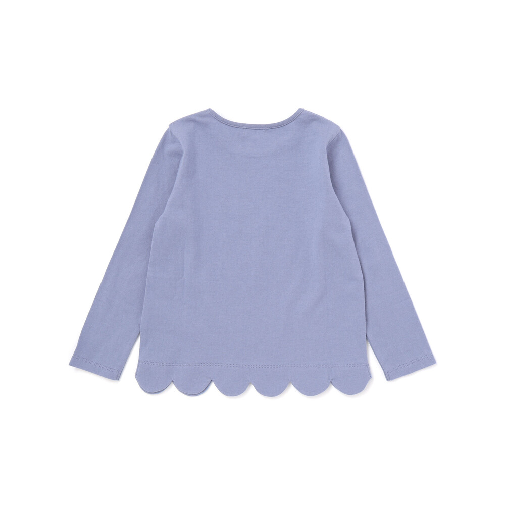 【抗菌・防臭】Rabbitレースプリント裾スカラップ天竺長袖Tシャツ(90~130cm) オフホワイト SS(90-100cm)