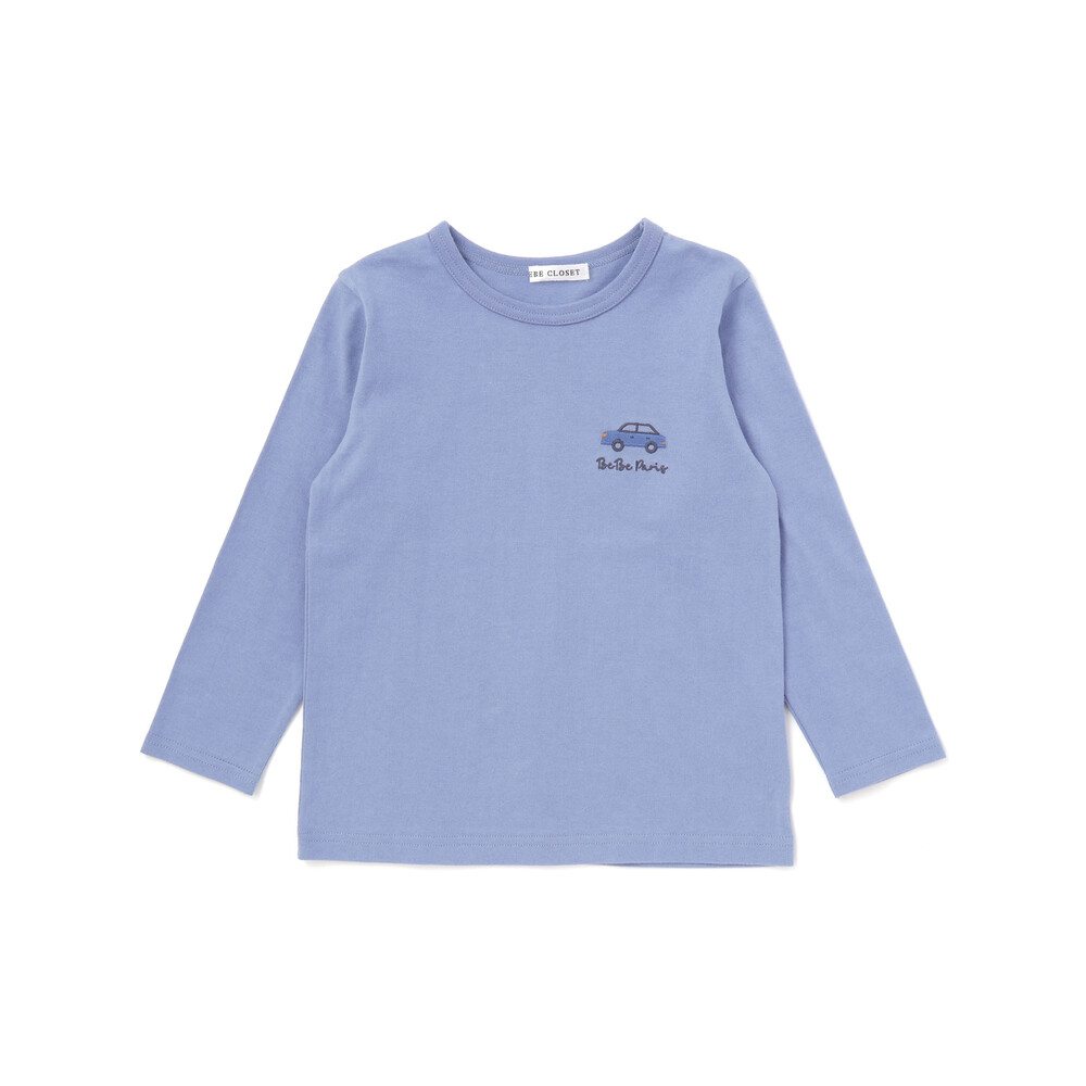 【抗菌・防臭】ワンポイント刺しゅう天竺長袖Tシャツ(90~130cm) ネイビー系 SS(90-100cm)