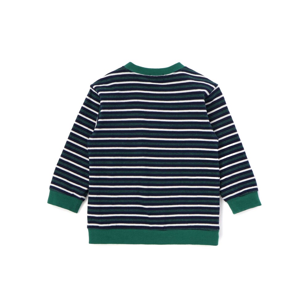マルチボーダー天竺配色リブ長袖Tシャツ(80~90cm) レッド系 80cm