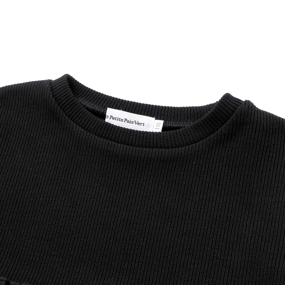 【店舗限定】ニットリブ+フリルトレーナー(95~150cm) ブラック 100cm